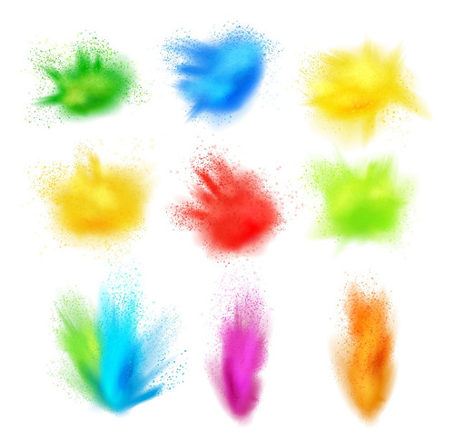 14x Polvos Holi Colores Bolsas 50g + 5 Lanzadores / Fiesta
