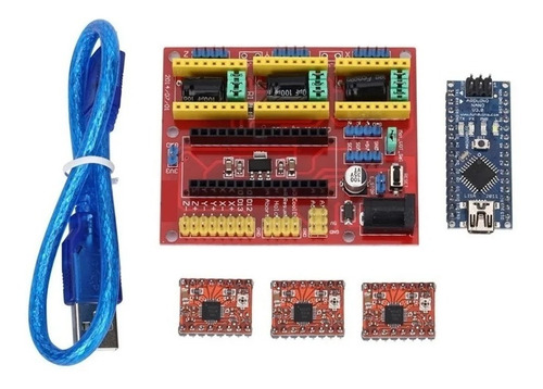 Cnc Shield V4 Con Arduino Nano Cable Y 3 Driver A4988