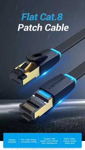 Cable blindado para conexión de red SFTP Ethernet Cat 8, cable LAN de alta  velocidad de alta resiste…Ver más Cable blindado para conexión de red SFTP