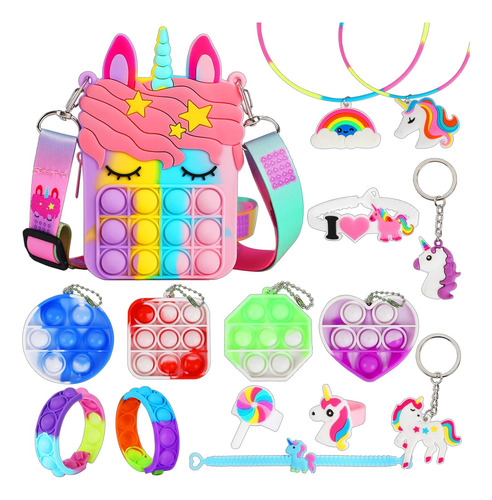 Fidget Purse, Pop Fidget Push It Bubble Popper Unicorn Bag C