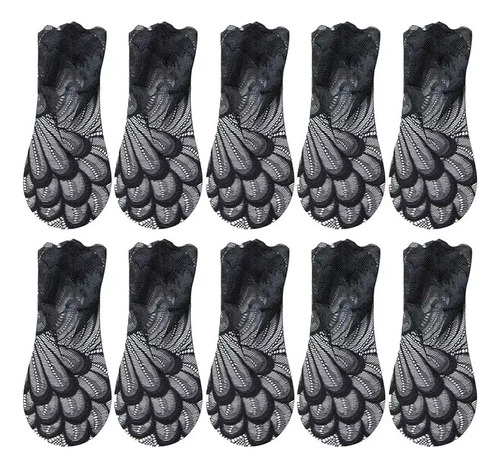 5 Pares De Calcetines Sexy De Encaje Invisible Para Mujer, D
