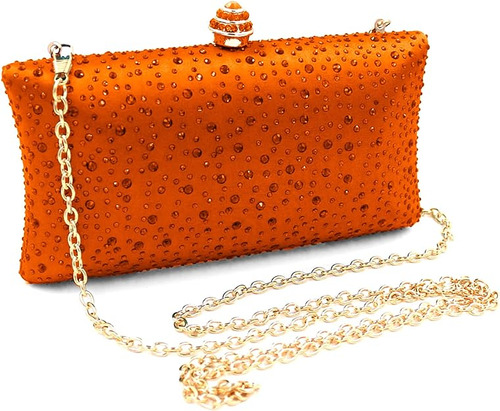 Bolso De Noche Con Diamantes De Imitacion-naranja