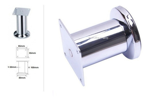 Imagen 3 de 3 de Pata Para Muebles Metálica Cromada 100mm De Altura