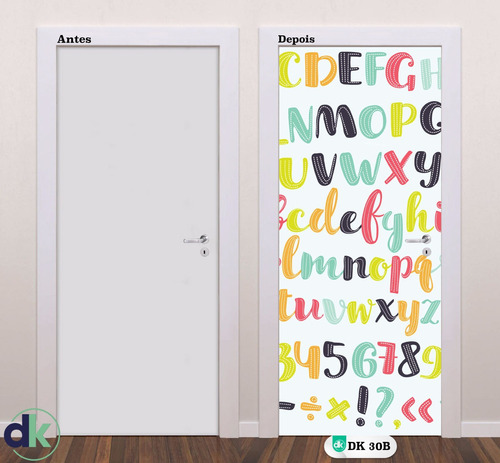 Adesivo De Porta Decorativo Textos Letras Alfabeto