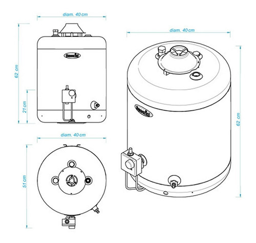 Termotanque Multigas Escorial 45L Blanco