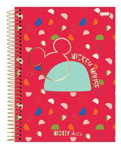 Caderno Espiral Mickey Arts Vermelho 10 Matérias 160 Folhas