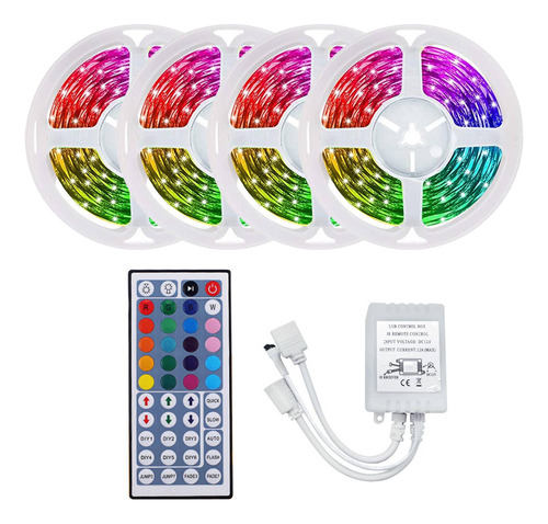 Tira De Luz Led Flexible Rgb Light 3528 1200 Leds Con 44