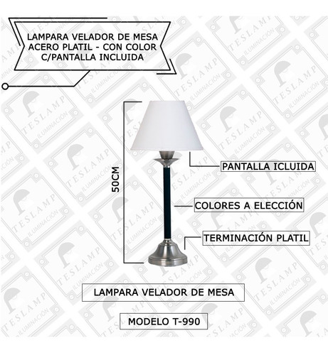 Lampara Velador Dormitorio Noche Platil Colores Apto Led