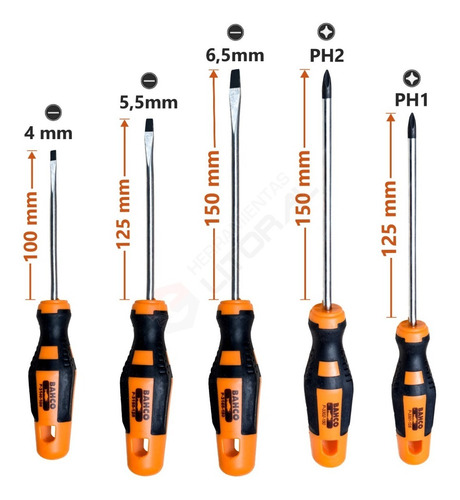 Imagen 2 de 12 de Kit Juego Destornilladores Bahco 5 Piezas Premium Ergonómico