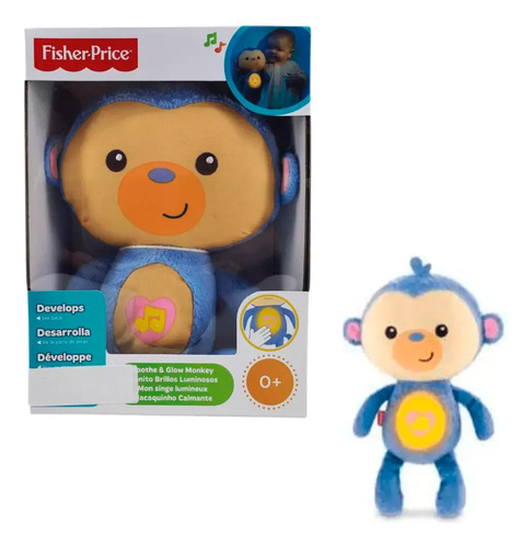 Peluche Monito Azul Con Luz Y Sonido Bebes Febo