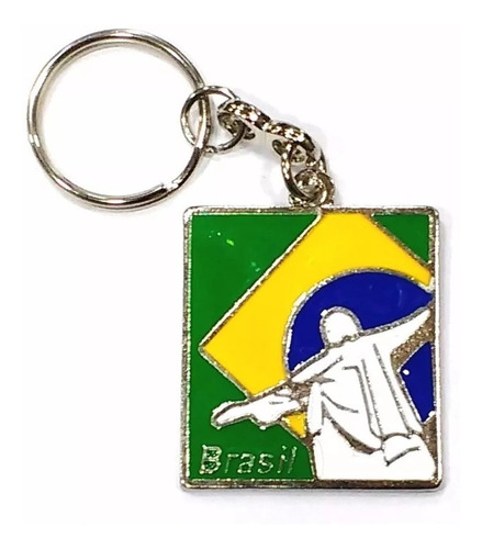 Chaveiro Bandeira Corcovado Cristo Brasil Em Metal Souvenir