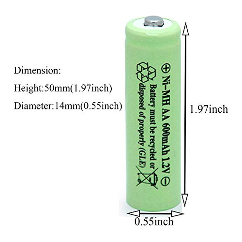 Pilas Aa Nimh Recargables De 600mah 1.2v Luces Solares,...