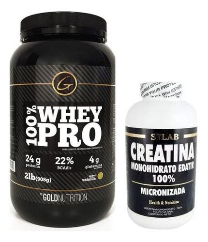Proteina Whey Pro 2lb Gold Nutrition + Creatina Sylab 500g