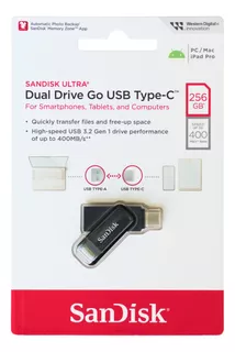 Sandisk Memoria Usb Tipo C 3.2 Dual Drive 256gb 400 Mb/s