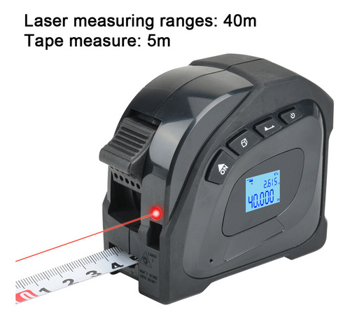 2-in-1 Rangefinder & 5m Tape Measure With Backlit Lcd