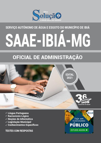 Apostila Concurso Saae Ibiá Mg - Oficial De Administração