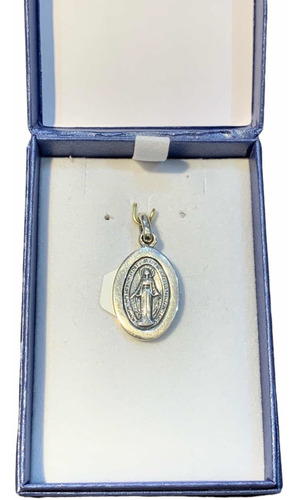 Medalla Chica Virgen Milagrosa Con Marco, Plata 925. Tuset.