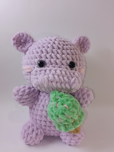 Hipopótamo Amigurumi Tejido A Mano A Crochet Super Suave