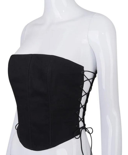 Top Corset Sin Tirantes Con Cordon Lateral