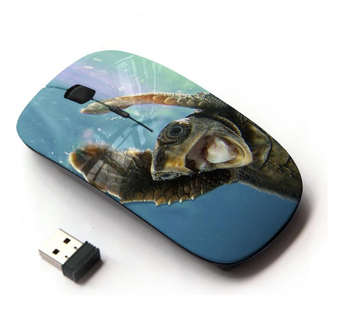Mouse Inalámbrico Stplus Turtle Animal De 2,4 Ghz Con Recept