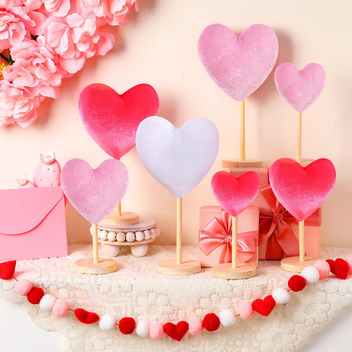Valentine's Day Decorations Wenqik Velvet Heart Table Decor