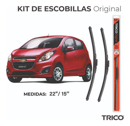 Juego Kit 2 Escobillas Delanteras Spark 2012 A 2015