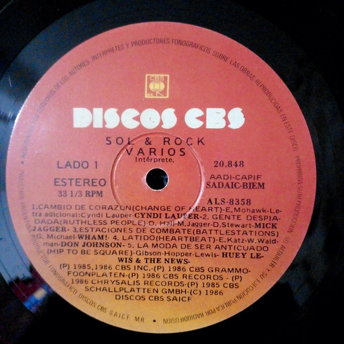 Sol & Rock Internacional Vinilo Lp Compilado 1987 Impecable Estándar