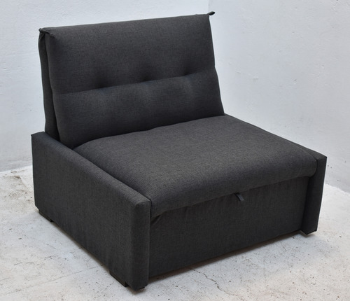 Sillón Cama 1 Plaza Sin Apoya Brazo Gris Oscuro Chenille Gris Oscuro
