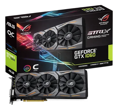 グラフィックボード・グラボ・ビデオカード ASUS STRIX GTX 1060 6GB Placa De Vídeo Asus Rog Strix Gtx 1060 6gb Gddr5 Gaming