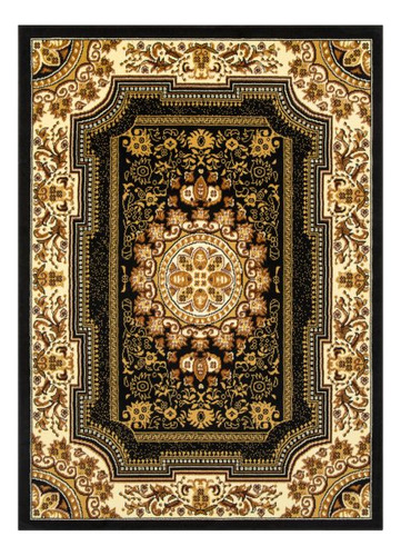 Alfombra Kashan King 200x290 Cm Negro (Reacondicionado)