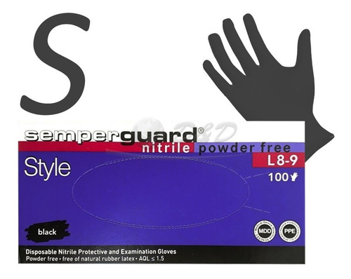 Guantes De Nitrilo Descartables X 100unid Semperguard Negros