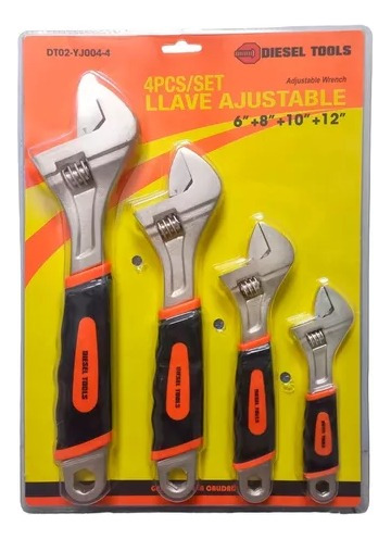 Set De Llaves Ajustables 4 Piezas Diesel Tools Dt02-yj004-4