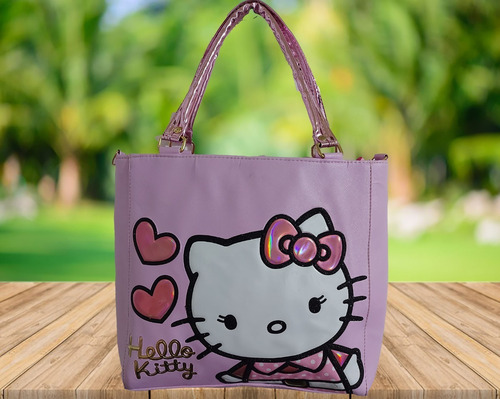 Imagen 5 de 8 de Bolsa De Mano De Dama, De Hello Kitty En Color Lila Claro