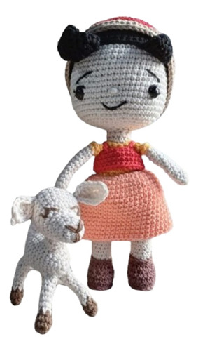 Muñeca Heidi Amigurumi Peluche Con Cabrita