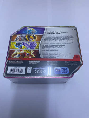 Pokemon Paradox Destinies Tin Inglés Tcg 4-set Original Gouging Fire Ex Inglés