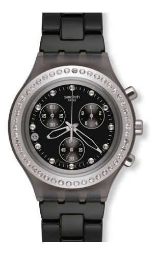 Reloj Swatch Mujer Full-blooded Stoneheart Silver Svcm4009ag Color De La Malla Negro