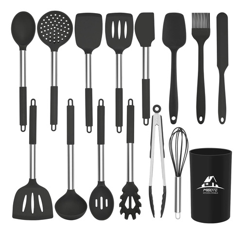 Mibote Juego 15 Utensilio Cocina Silicona Resistente Al Bpa