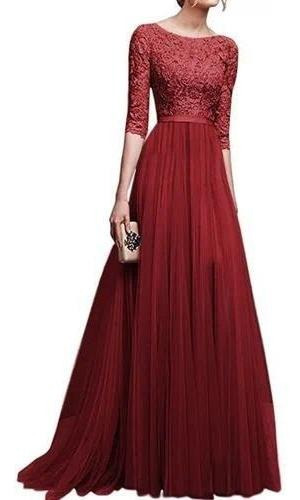 Vestido De Noche Elegante De Manga Larga, Vestido De Encaje | Meses sin intereses Vestido De Noche Elegante De Manga Larga, Vestido De Encaje | Meses sin intereses