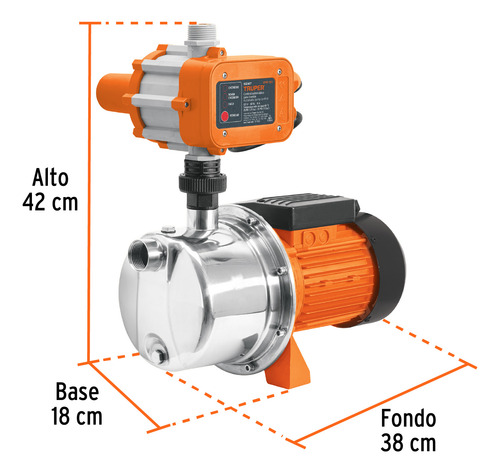 Bomba Presurizadora Jet Acero 1 Hp Con Control Truper 102857