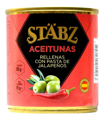 Aceitunas Stabz Rellenas Con Jalapeño Origen España X1 200g