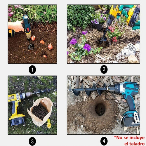 Imagen 5 de 10 de 45x5cm Broca Ahoyador Plantar Jardín Para Taladro Común /uss