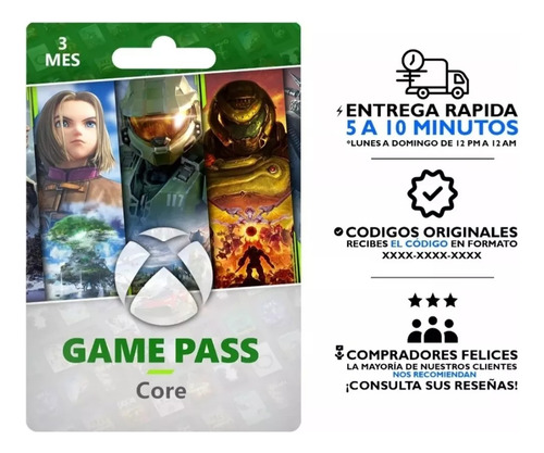 Xbox Game Pass Core 3 Meses / Nuevo (Usado)
