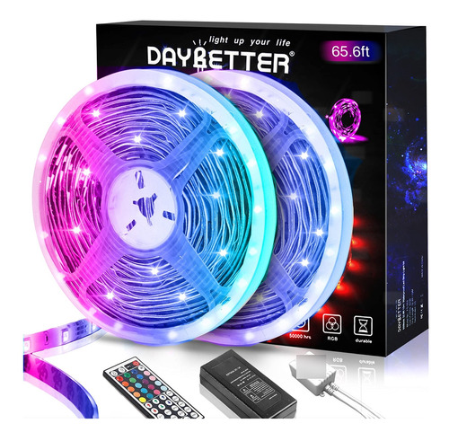 Daybetter - Luces Led De 65.6 Pies, Tira De Luces Led Rgb  .