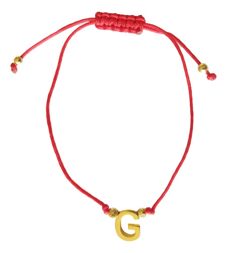 Pulsera Letra G Cordón Rojo Enchapado Oro 18k