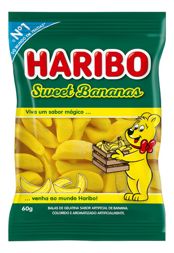 Bala Haribo Sweet Bananas sem glúten 60 g 