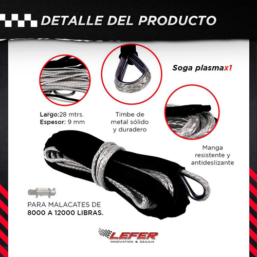 Imagen 3 de 10 de Soga Plasma 28 Mts, 9 Mm Para Malacate Oferta!!!
