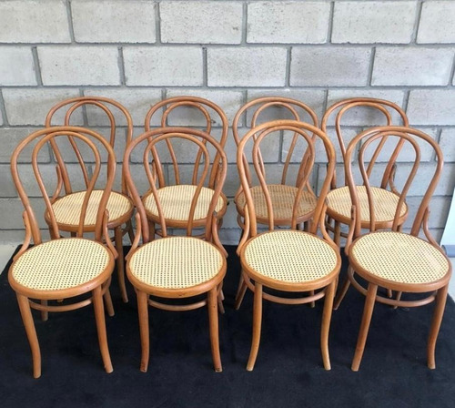 Antiguo Juego 8 Sillas Thonet Originales Mod 18 