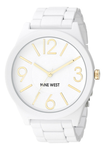 Nine West Reloj De Pulsera De Goma Blanco Mate Nw/1678wtwt P