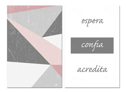 Kit 2 Placas Decorativas Espera Confia Acredita 20x30