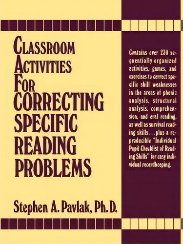 Classroom Activities For Correcting Specific Reading Problems, De Stephen A. Pavlak. Editorial Pearson Education Us, Tapa Blanda En Inglés